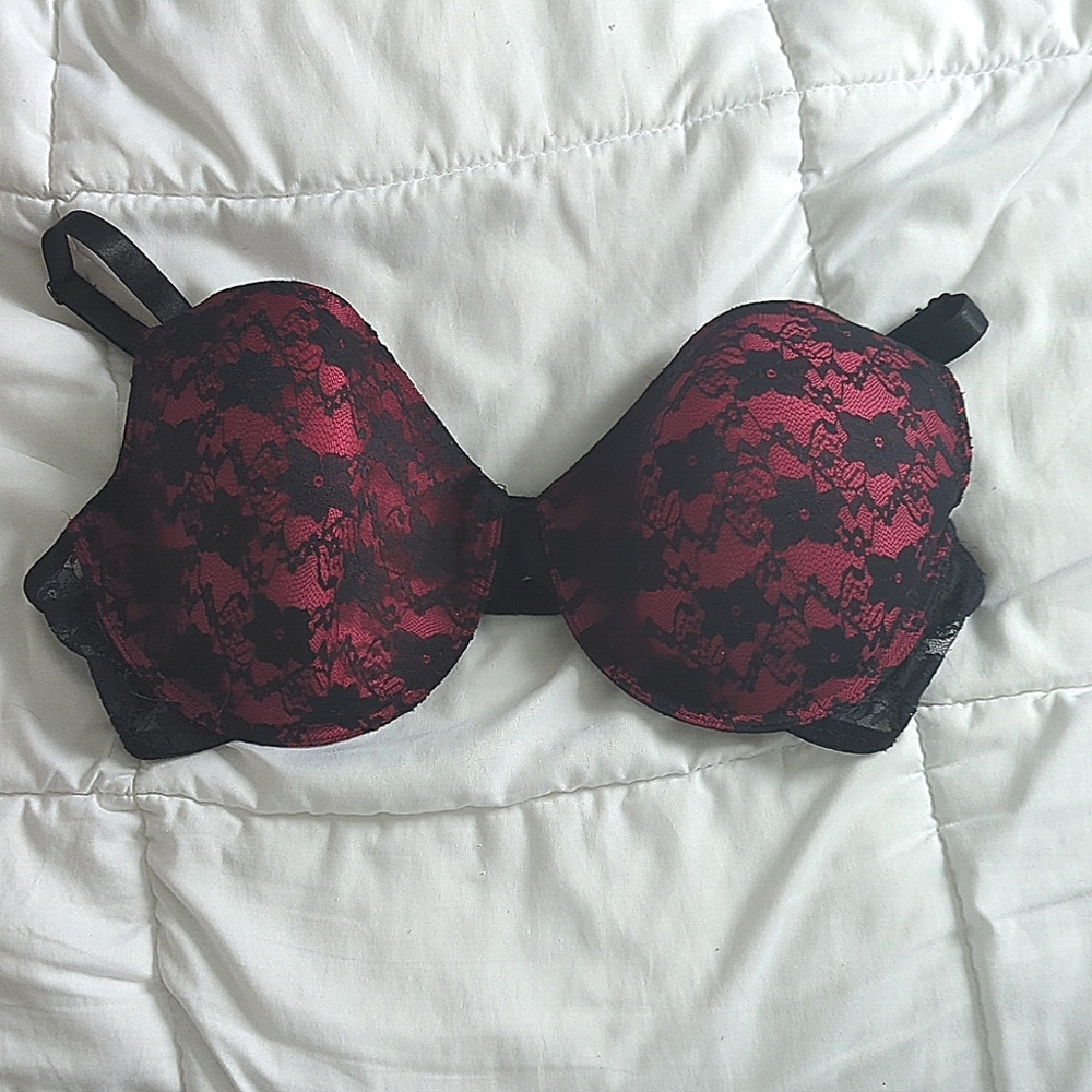 George - hot pink and black lace women's bra 42D